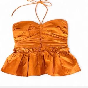 Express Mustard Yellow Halter Crop Top